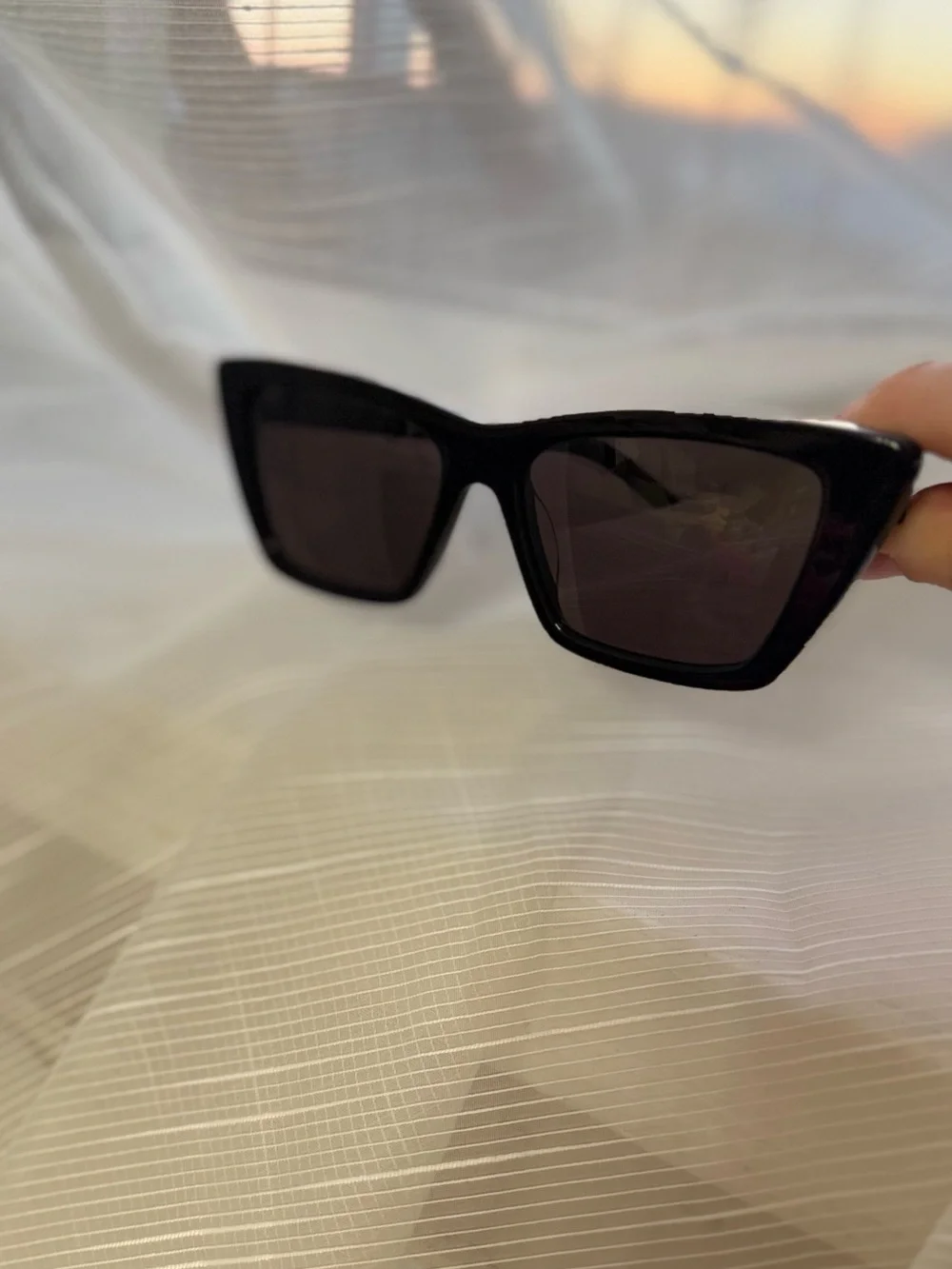 Saint Laurent Black Cat-Eye Sunglasses with Tinted Lenses